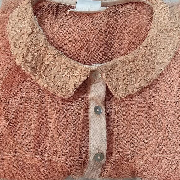 Urban Outfitters Cooperative Pink Mesh Collared Dress NWT Twee Fairy Coquette - Picture 4 of 7